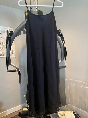 le chateau Black Spaghetti-Strap Dress with Royal Blue Lining